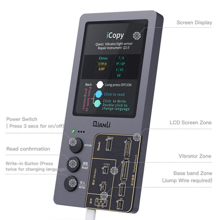 Qianli iCOPY Plus 2.2v+ True Tone/Battery Data/Vibator/Eeprom Programmer/MFI Tester ( Battery Board update to iPhone 14 series) ***DE Warehouse***(SKU:1337371)