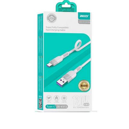 zeqi ZE-V372 120W Fire anti-freeze silica gel super flash cable/ type C to USB