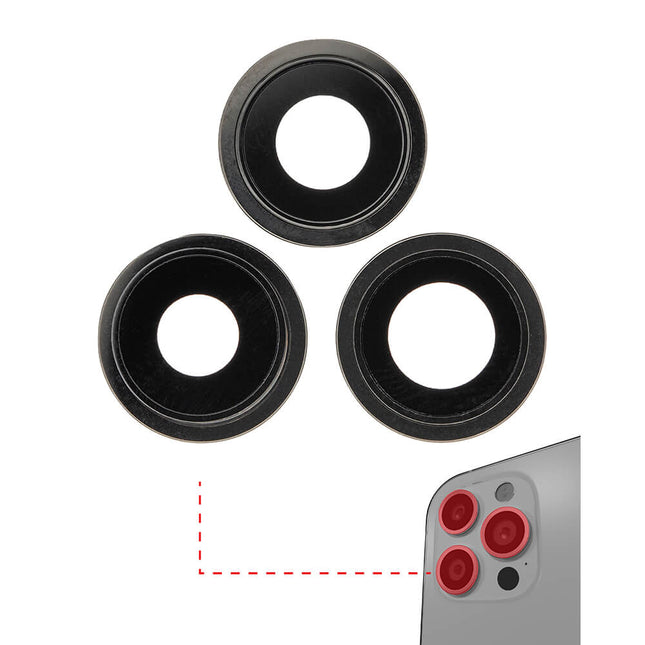 For iPhone 12 Pro | Camera Lens With Frame/Sticker | Black(Premium OEM)