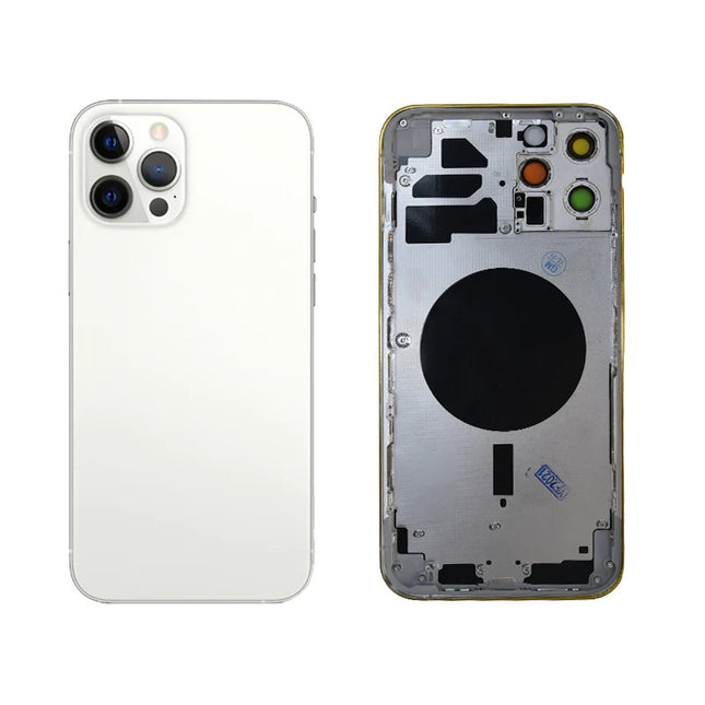 For iPhone 12 Pro max | Back Cover Assembly with small parts(No Logo) | White(Aftermarket Plus)