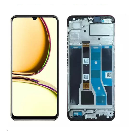 For Realme C53 LCD Assembly With Frame | Black (Refurbished)