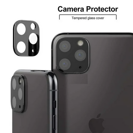For iPhone 11 Pro /11 Pro Max | Tempered glass | Camera Lens Cover  (Metallic - Black)