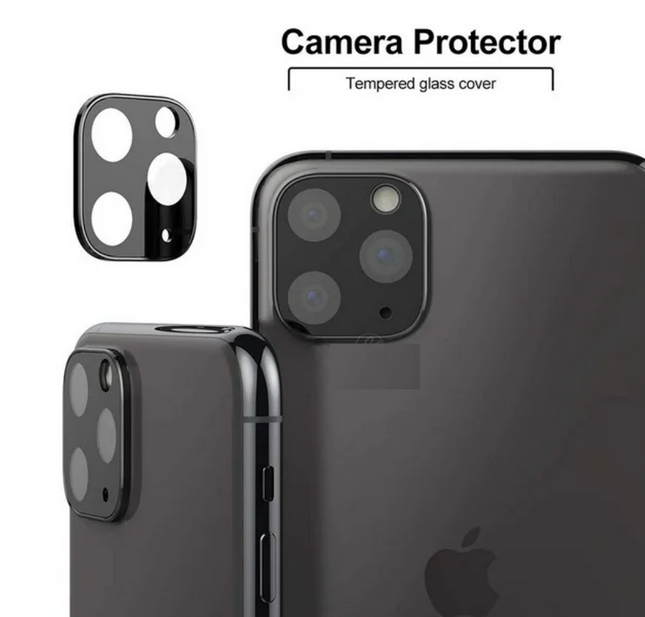 For iPhone 11 Pro /11 Pro Max | Tempered glass | Camera Lens Cover  (Metallic - Black)