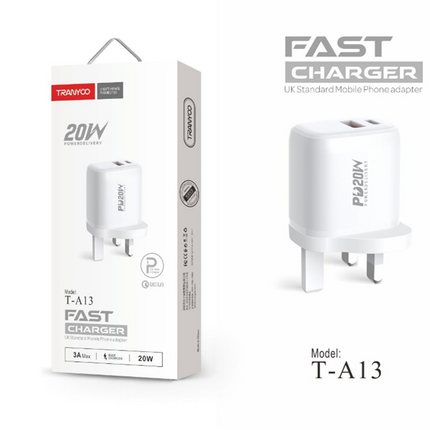 A13 TRANYOO iPhone PD20W/PD+QC3.0 Fast Charge/UK Standard