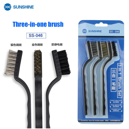 Sunshine SS-046 3 In 1 Stainless Cleaning Brush Motherboard Dust Remove PCB Clean Set ***DE Warehouse***(SKU:1507404)
