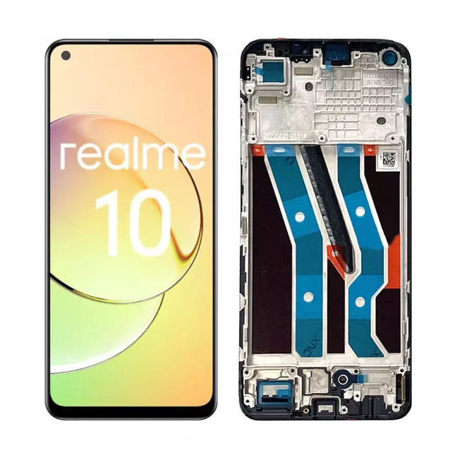 For Realme 10 OLED Assembly With Frame Black (Aftermarket Plus)(SKU:1532630)
