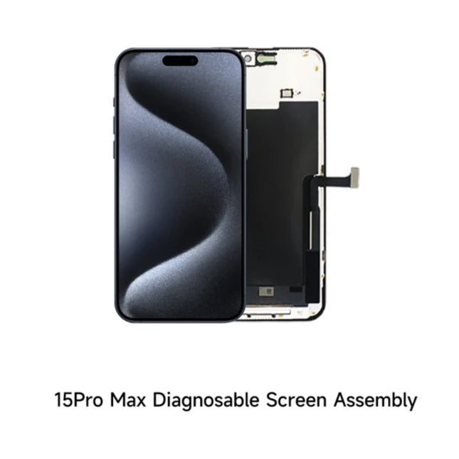 For iPhone 15 pro max LCD assembly FHD no pop-up window / support run diagnostic Black Aftermarket (SKU:1562910)