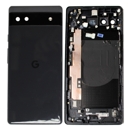 For Google Pixel 6a Back Cover / Bottom Back Cover and Top Back Cover / With Logo Black (Aftermarket Plus)(SKU:1576769)