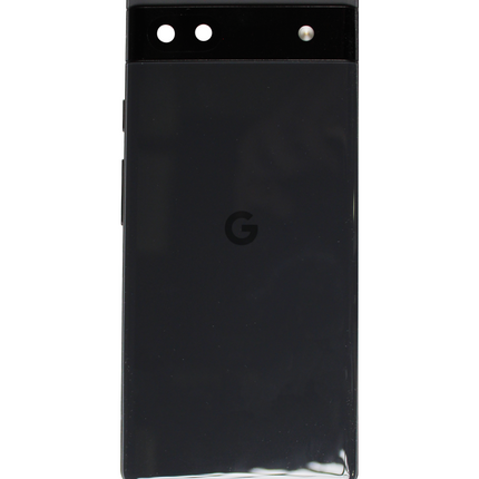 For Google Pixel 6a Back Cover / Bottom Back Cover and Top Back Cover / With Logo Black (Aftermarket Plus)(SKU:1576769)