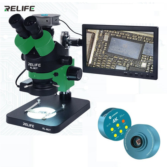 RELIFE RL-M3T-B1+M19 48 Megaplxed HDMI Camera + HDMI screen 7-45x Trinocular HD Stereo Microscope