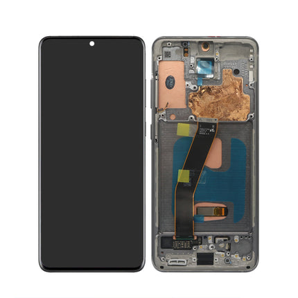 For Samsung Galaxy S20/S20 5G/White | LCD Assembly With Frame | Silver(Refurbished)