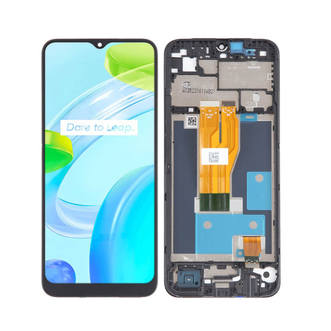 For Realme C33 LCD Assembly With Frame | Black(Refurbished)