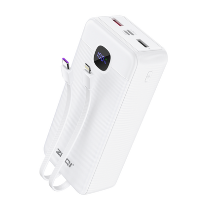 Zeqi ZE-X30 Power Bank with cable 30000mah / 22.5W Super Fast charge +PD 20W Fast charge White(SKU:1554653)