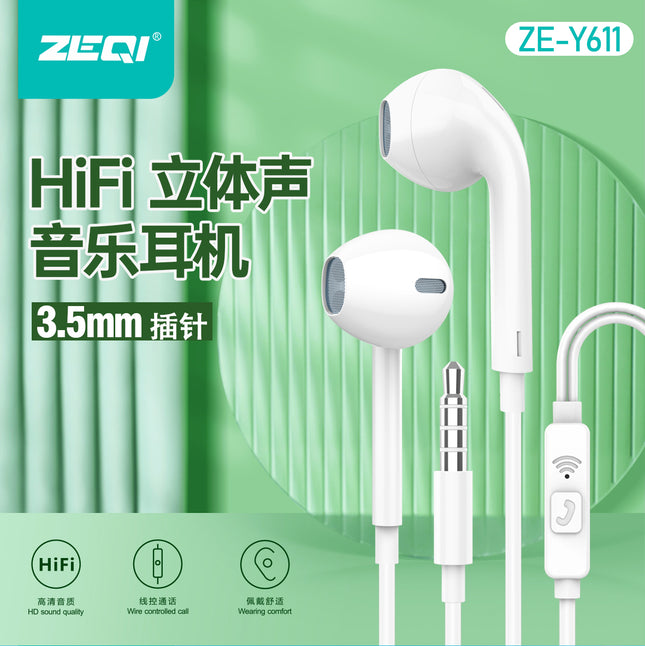 Zeqi ZE-Y611 Handsfree(semi-in-ear)|3.5mm|length 1.2m|TEP material