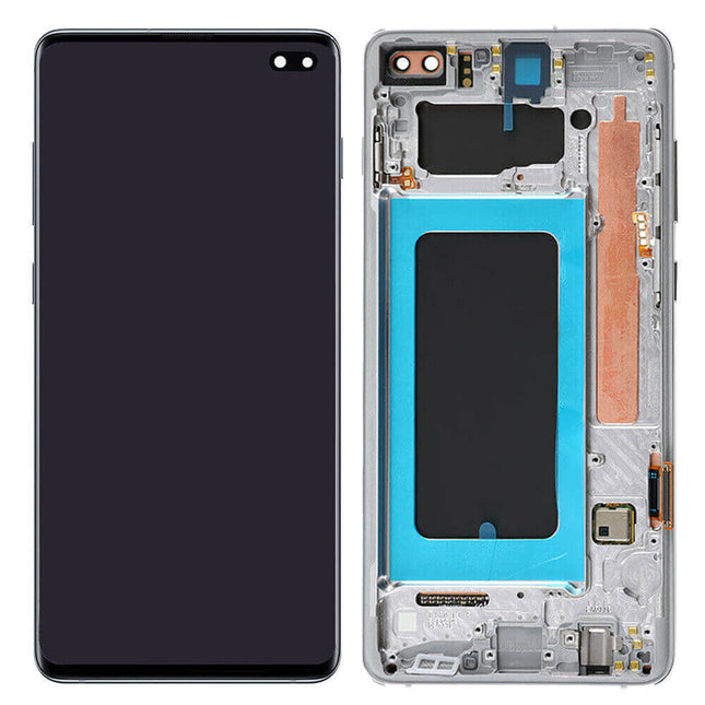 For Samsung Galaxy S10+/G975 | LCD Assembly With Frame | Silver(Refurbished)