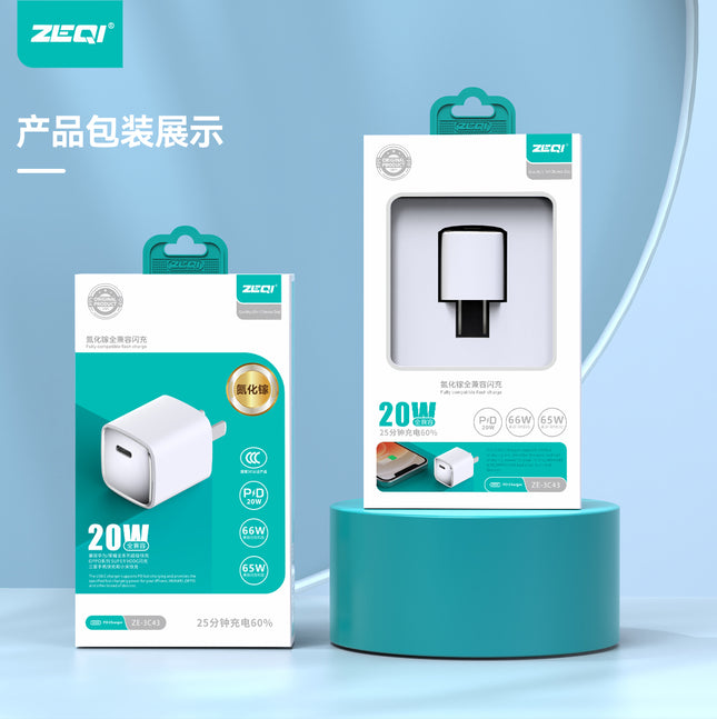 Zeqi ZE-3C43 Fast Charge|fully compatible|PD 20W for Apple|OPPO 65W Super vooc|66W for Huawei|Xiaomi|Samsung PD/QC 3.0/US Plug