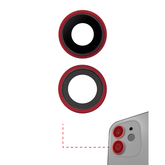 For iPhone 12 | Camera Lens With Frame/Sticker | Red(Premium OEM)