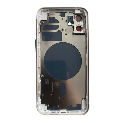 For iPhone 12 | Back Cover Assembly with small parts(No Logo) | White(Aftermarket Plus)