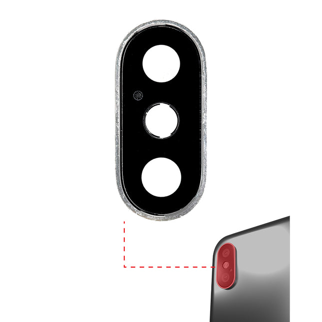 For iPhone Xs | Camera Lens With Frame/Sticker | White(Premium OEM)