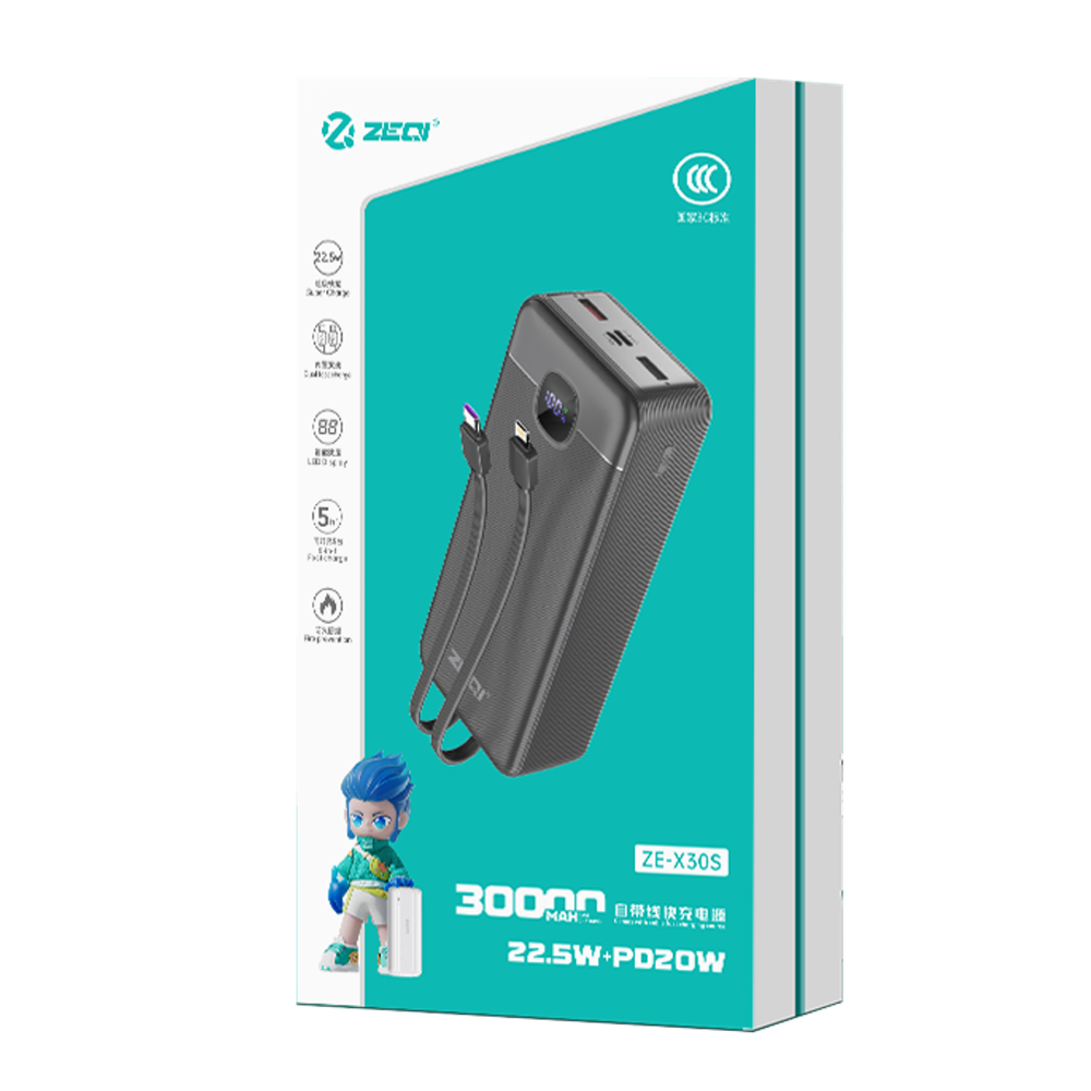 Zeqi ZE-X30 Power Bank with cable 30000mah / 22.5W Super Fast Zeqi ZE-X30 Power Bank with cable 30000mah / 22.5W Super Fast