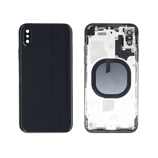 For iPhone X | Back Cover Assembly with small parts(No Logo) | Black(Aftermarket Plus)