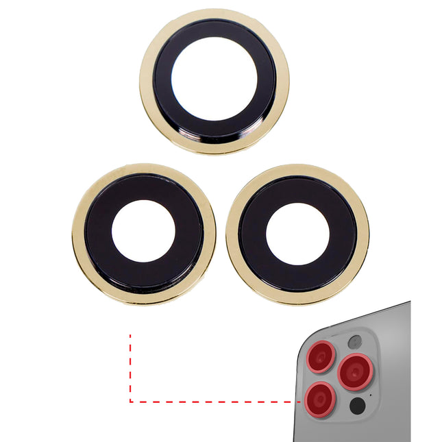 For iPhone 11 Pro | Camera Lens With Frame/Sticker | Gold(Premium OEM)