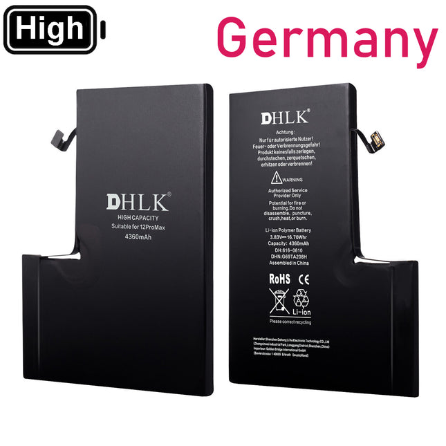 DHLK for iPhone 12 Pro Max | Battery with sticker High Capacity 4360 mAh ***DE warehouse***