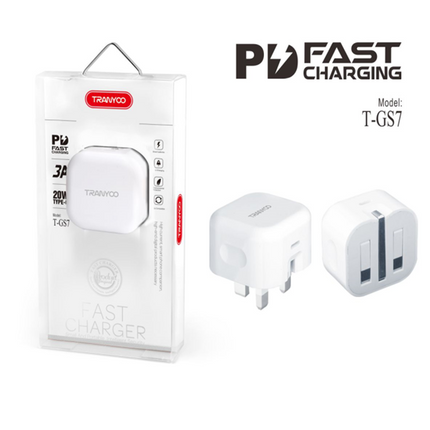 T-GS7 TRANYOO PD20W/PD+QC3.0 Fast Charger/UK Standard