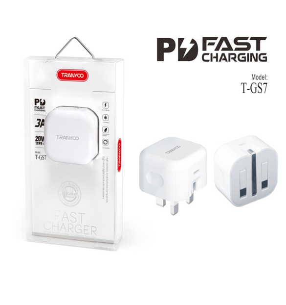 T-GS7 TRANYOO PD20W/PD+QC3.0 Fast Charger/UK Standard