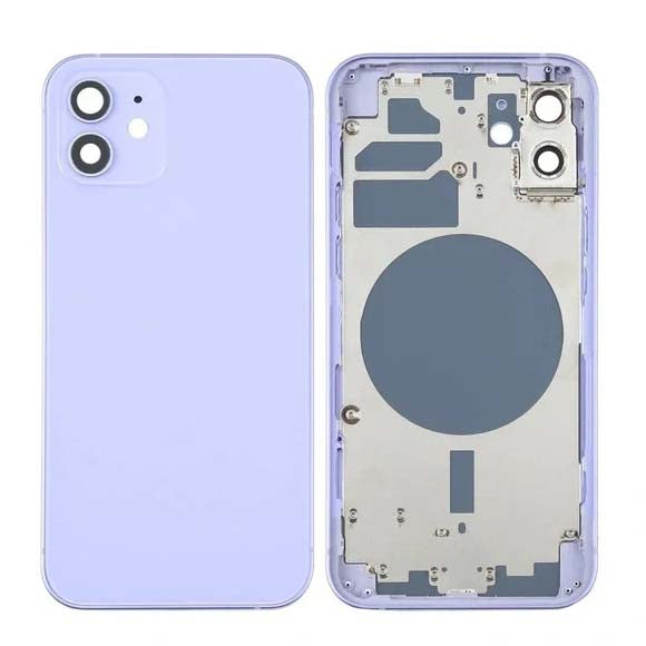 For iPhone 12 | Back Cover Assembly with small parts(No Logo) | Purple(Aftermarket Plus)