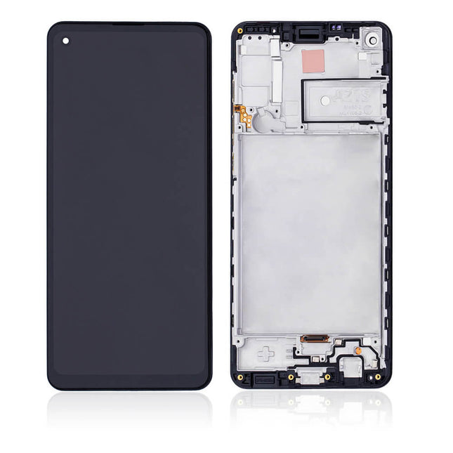 For Samsung Galaxy A21s/A217F | LCD Assembly with Frame With Power Flex Cable | Black(Refurbished)