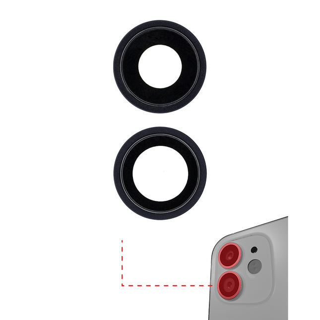 For iPhone 12 Mini | Camera Lens With Frame/Sticker | Black(Premium OEM)