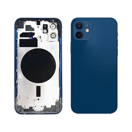 For iPhone 12 | Back Cover Assembly with small parts(No Logo) | Blue(Aftermarket Plus)