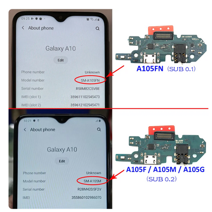 For Samsung Galaxy A10 / A10F Charge Port Flex Cable / Earphone Flex Cable / SUB 0.2 Version (Refurbished)(SKU:1507221)