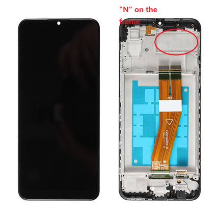 For Samsung Galaxy A03 / A035G LCD Assembly With Frame / Big Glass Version 164.22mm / "N" on the frame | Black (Refurbished)