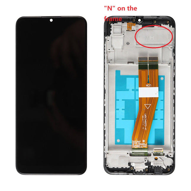 For Samsung Galaxy A03 / A035G LCD Assembly With Frame / Big Glass Version 164.22mm / "N" on the frame | Black (Refurbished)