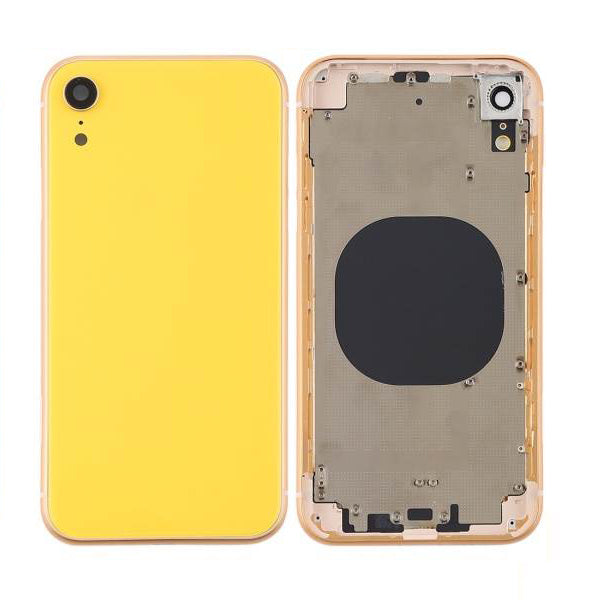 For iPhone XR | Back Cover Assembly with small parts(No Logo) | Yellow(Aftermarket Plus)