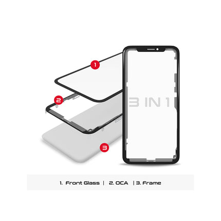 For iPhone XR Front Glass/Lens With Frame/OCA Black(Aftermarket Plus)(SKU:1175803)