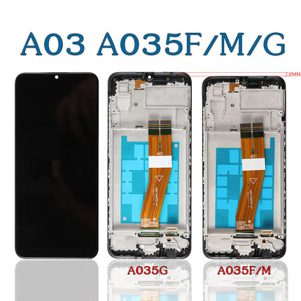For Samsung Galaxy A03 / A035F / A035M LCD Assembly With Frame / Small Glass Version 162.22mm) / "G" on the frame Black (Refurbished)***DE Warehouse***(SKU:1528685)
