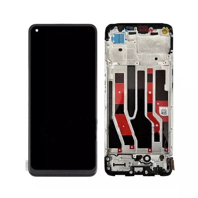 For OPPO Reno7 4G OLED Assembly With Frame Black(Aftermarket Plus)(SKU:1505214)