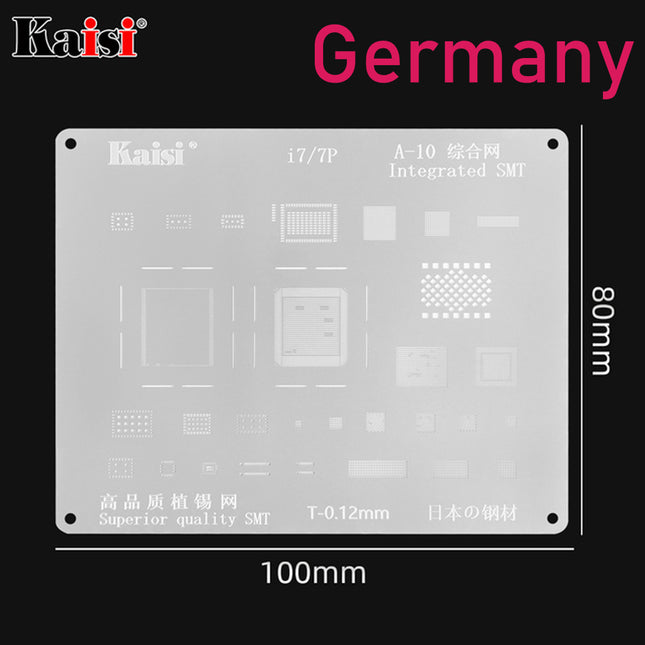 Kaisi 0.12mm BGA Reballing Stencil Solder Template for iPhone IC CPU (A-10) | 7/7P***DE Warehouse***