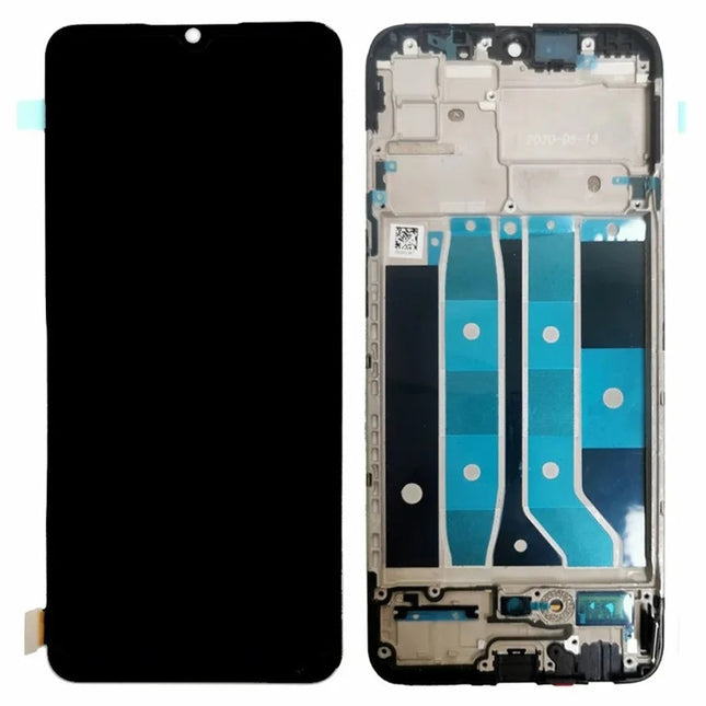 For OPPO F17 / OLED assembly With frame / black  (Refurbished)(SKU:1556252)