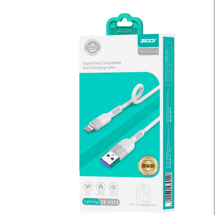 zeqi ZE-V373 120W Fire anti-freeze silica gel super flash cable/ Lighting to USB
