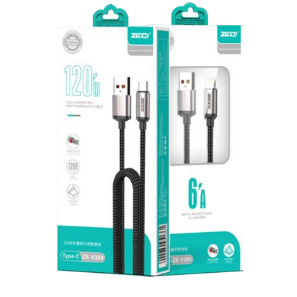 zeqi ZE-V361 120W Metal Braided Fast Charge Cable / Type C to Type C(SKU:1554603)