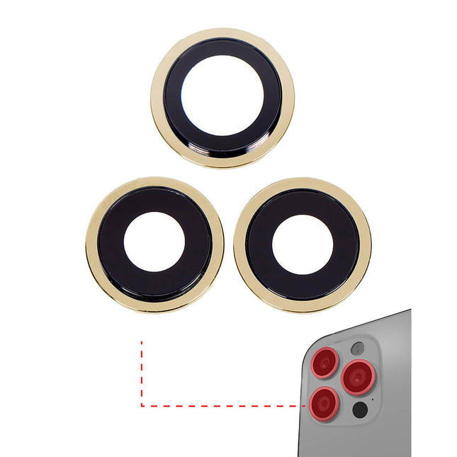 For iPhone 12 Pro | Camera Lens With Frame/Sticker | Gold(Premium OEM)