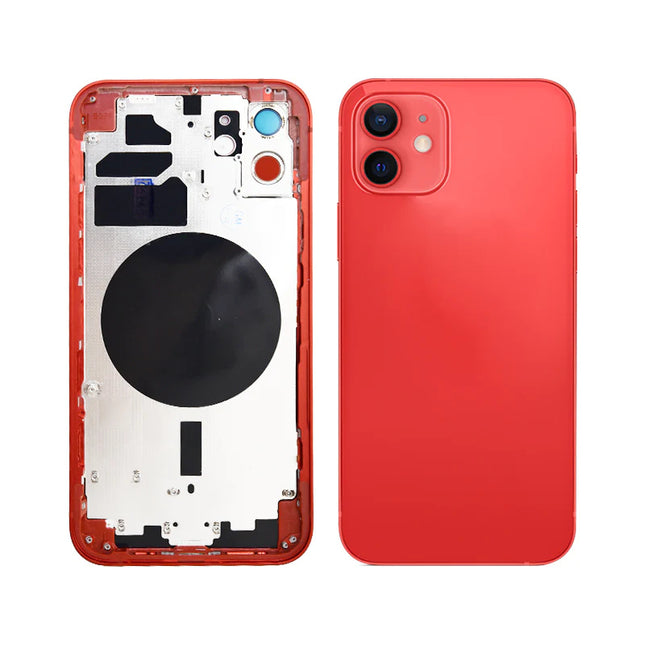 For iPhone 12 | Back Cover Assembly with small parts(No Logo) | Red(Aftermarket Plus)