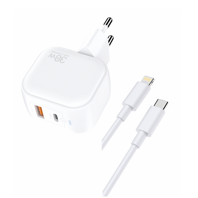 ZeQi ZE-EK023C-L / 2 in 1 charger with Type C - Lighting cable / 30W PD Quick Charger / EU Standard