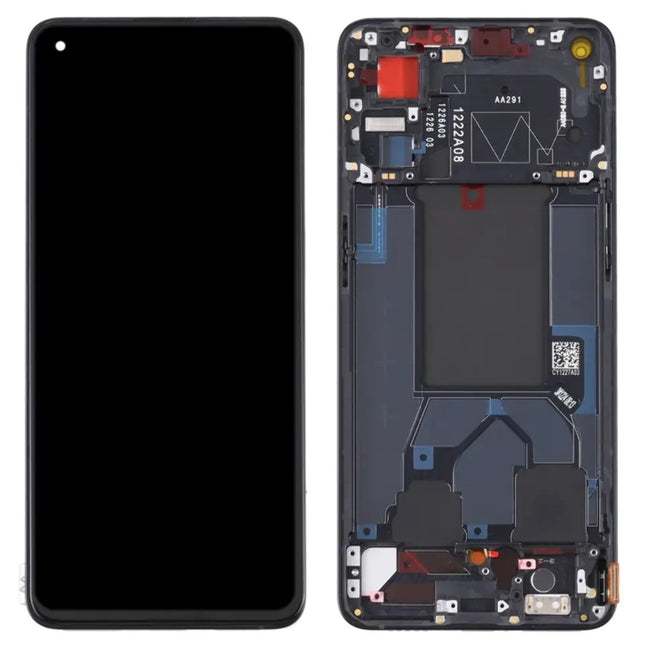 For OPPO Reno7 5G OLED Assembly With Frame Black (Aftermartket Plus)(SKU:1554080)