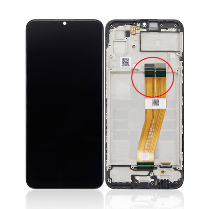 For Samsung Galaxy A03 / A035F / A035M LCD Assembly with Frame (Small Glass Version 162.22mm) / "G" on the frame Black(Refurbished)(SKU:1495328)