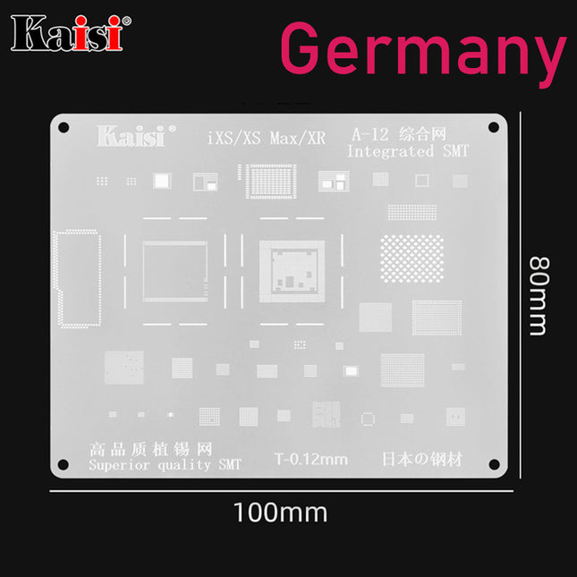 Kaisi 0.12mm BGA Reballing Stencil Solder Template for iPhone IC CPU (A-12) | XS/XR/XSMax***DE Warehouse***